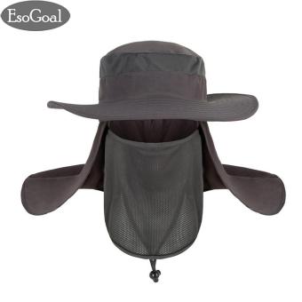 Gambar EsoGoal Summer Sun Hat Protection Caps Flap 360?Outdoor Fishing Hat with Removable Neck Face Flap Cover, UPF 50+ Cap For Men And Women(Dark Grey)
