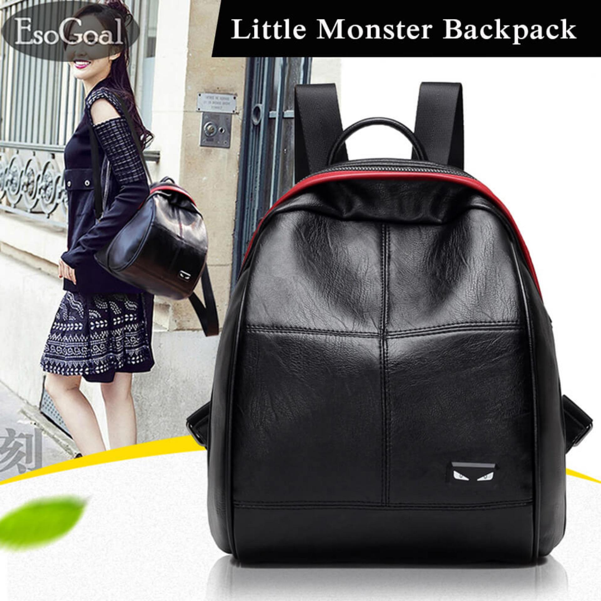 EsoGoal Terbaru Leather Backpack, Monster Fashion Ladies Shoulder Tas For Remaja Gadis Wanita Ransel