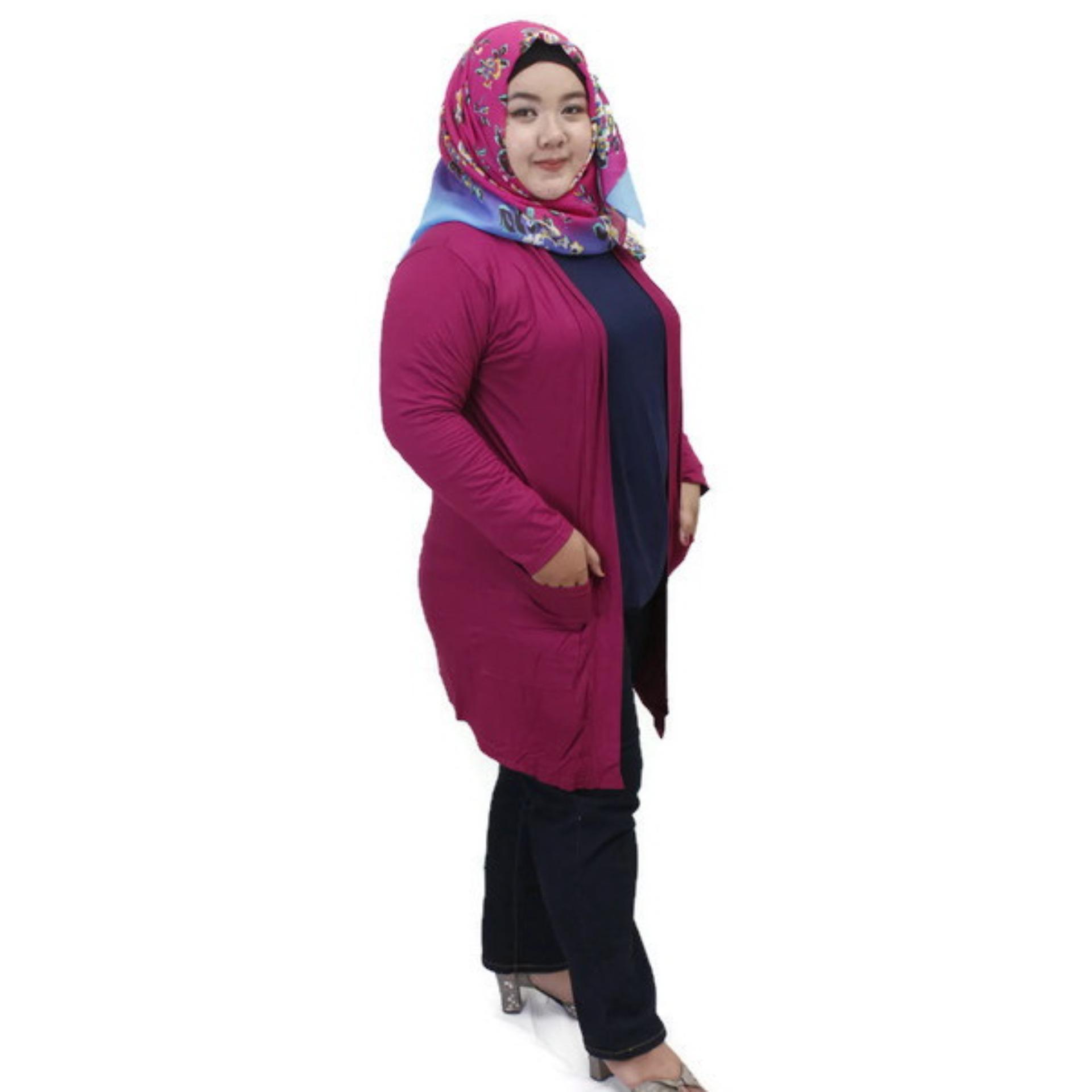 Ezpata Cardigan Wanita Jumbo Big size Lengan Panjang Polos - Hitam