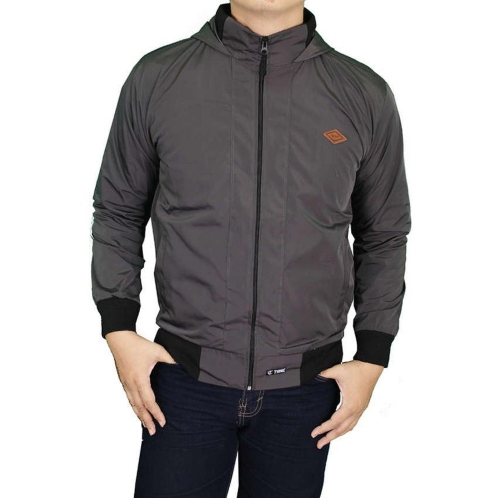 Fashion - Jaket parasut Outdoor Pria - DC Abu-abu Tua BR