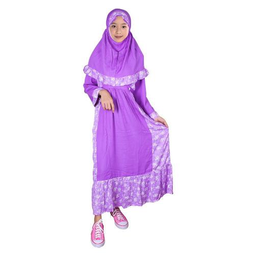 Fayrany Busana Muslim Anak Gamis Motif FGM-001C - Ungu .