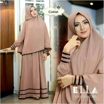 Gambar Flavia Store Gamis Syari Set 2 in 1 FS0531   COKLAT   Baju Muslim Wanita Syar i   Gaun Muslimah   Maxi Dress Lengan Panjang   Hijab   Nisyfarose