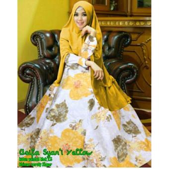 Gambar Flavia Store Gamis Syari Set 2 in 1 FS0610   KUNING   Baju Muslim Wanita Syar i   Gaun Muslimah   Maxi Dress Lengan Panjang   Hijab   Rnasifa