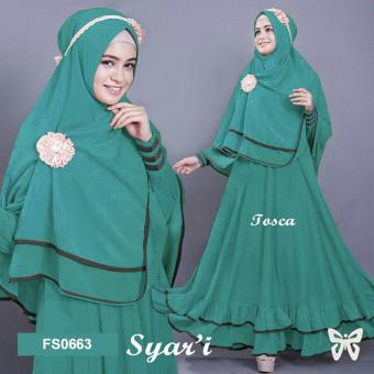 Gambar Flavia Store Gamis Syari Set 2 in 1 FS0663   TOSCA   Baju Muslim Wanita Syar i   Gaun Muslimah   Maxi Dress Lengan Panjang   Hijab   Sramelia