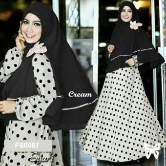 Gambar Flavia Store Gamis Syari Set 2 in 1 Onde FS0087   CREAM   Baju Muslim Wanita Syar i   Gaun Muslimah   Maxi Dress Lengan Panjang   Hijab   Srmadeena
