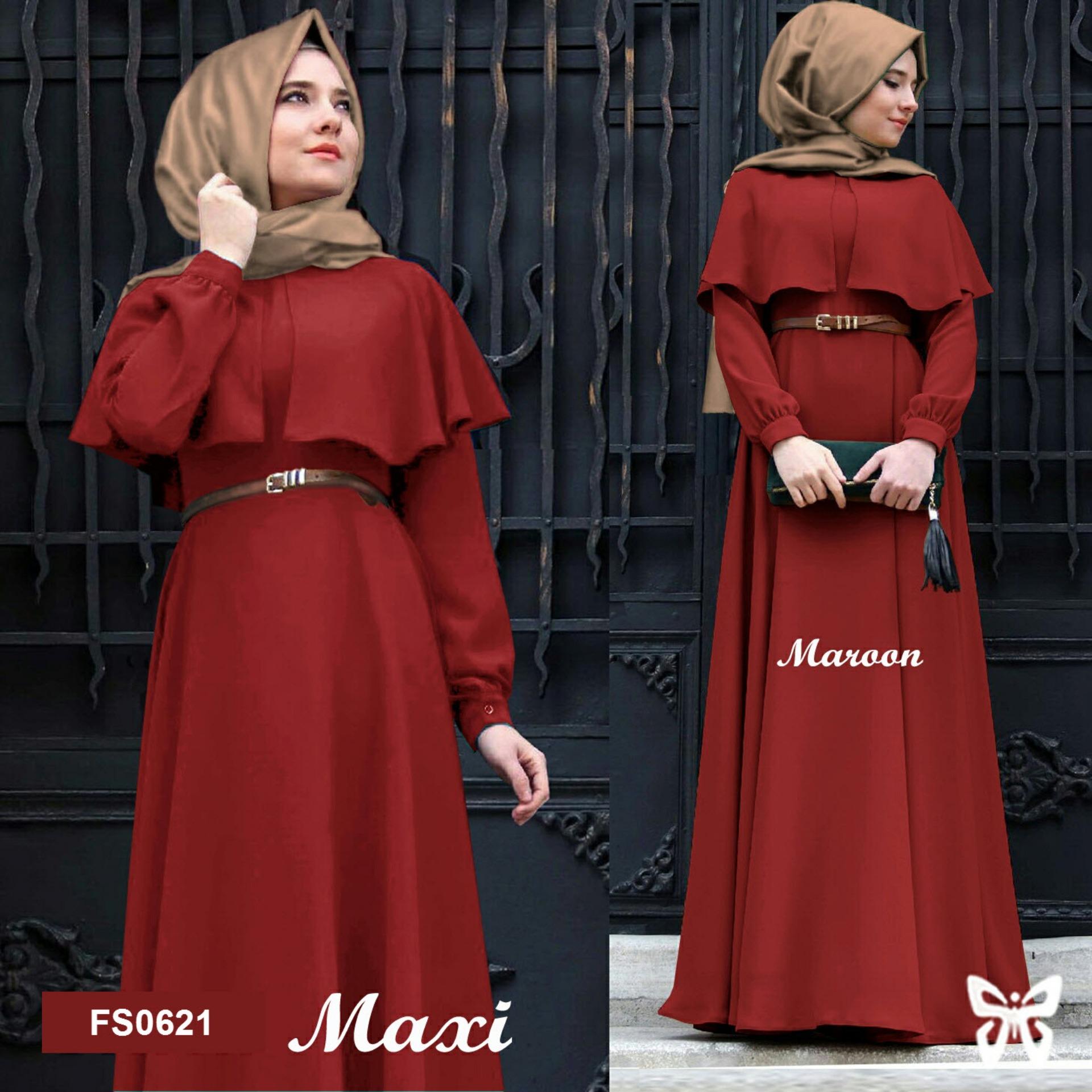 Flavia Store Maxi Dress Lengan Panjang Set 2 in 1 FS0622 - TOSCA / Gamis / Gaun Pesta Muslimah / Baju Muslim Wanita / Hijab / Srclara