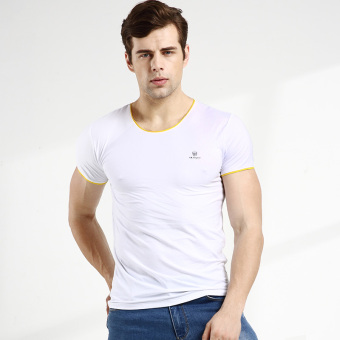 Gambar Foote Johnson Korea taman kerah Slim Pria Pria lengan pendek t shirt (Putih)