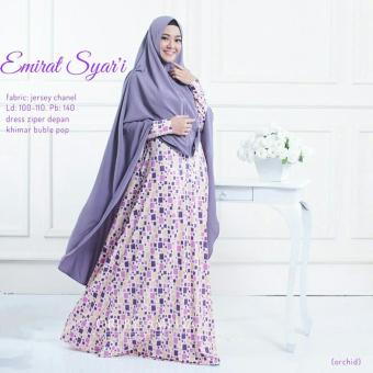 Gambar Gamis Syari Jersey Modern Setelan Baju Muslim Wanita Kotak EMIRAT