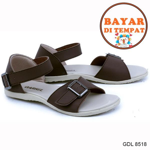 Garsel Sandal Flat Wanita Modis Dan Trendy GDL 8518 - Brown