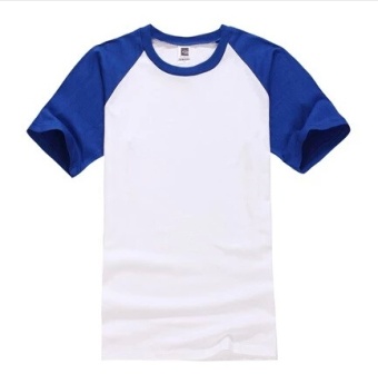Gambar Gildan leher bulat lengan raglan mantra warna pecinta kemeja (Putih biru)