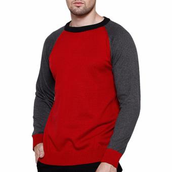 Gambar Gomuda Sweater Rajut Pria O neck Biz   Merah