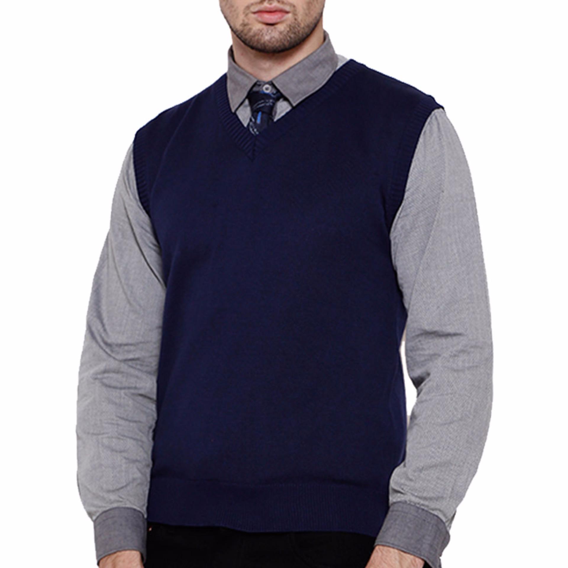 Gomuda Sweater Rajut Pria Vest - Navy