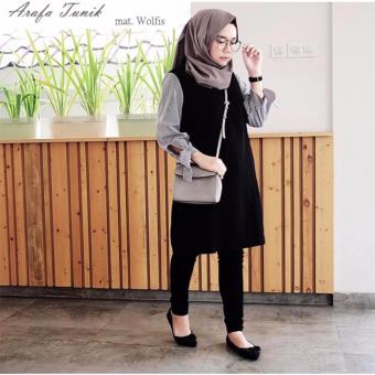 Gambar GudangGrosir Blouse Muslim Panjang Wanita Arafa Tunik Bahan Wolfis