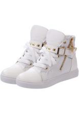 Hang-Qiao Women Canvas High Cut Sneakers White