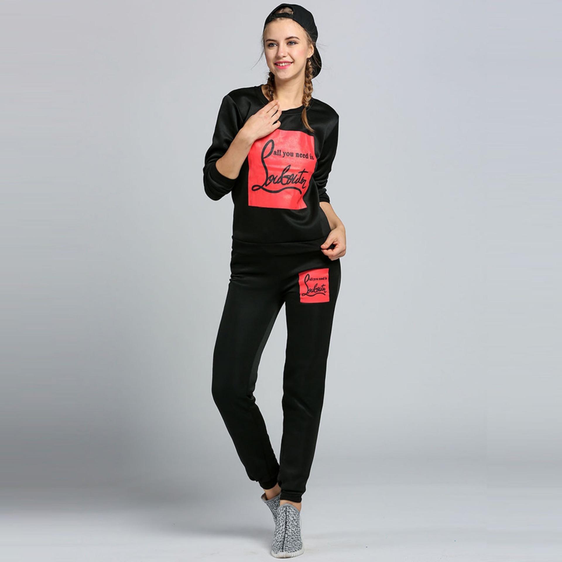 Happee Wanita Huruf Cetak Sportswear Tracksuits Casual Sweatshirts Hoodie + Celana 2 Pcs Set Keringat dan Celana Set (Putih) -Intl