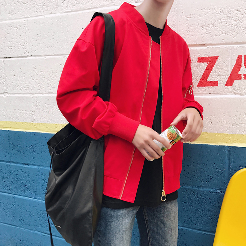 Flash Sale Harajuku Korea musim gugur baru mahasiswa pecinta jaket (Merah)