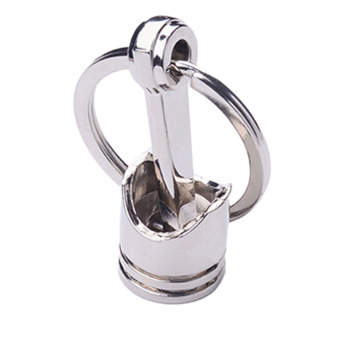 Hequ Fashion kreatif menakjubkan mesin mobil Keyfob hadiah gantungan kunci logam cincin torak New Silver -
