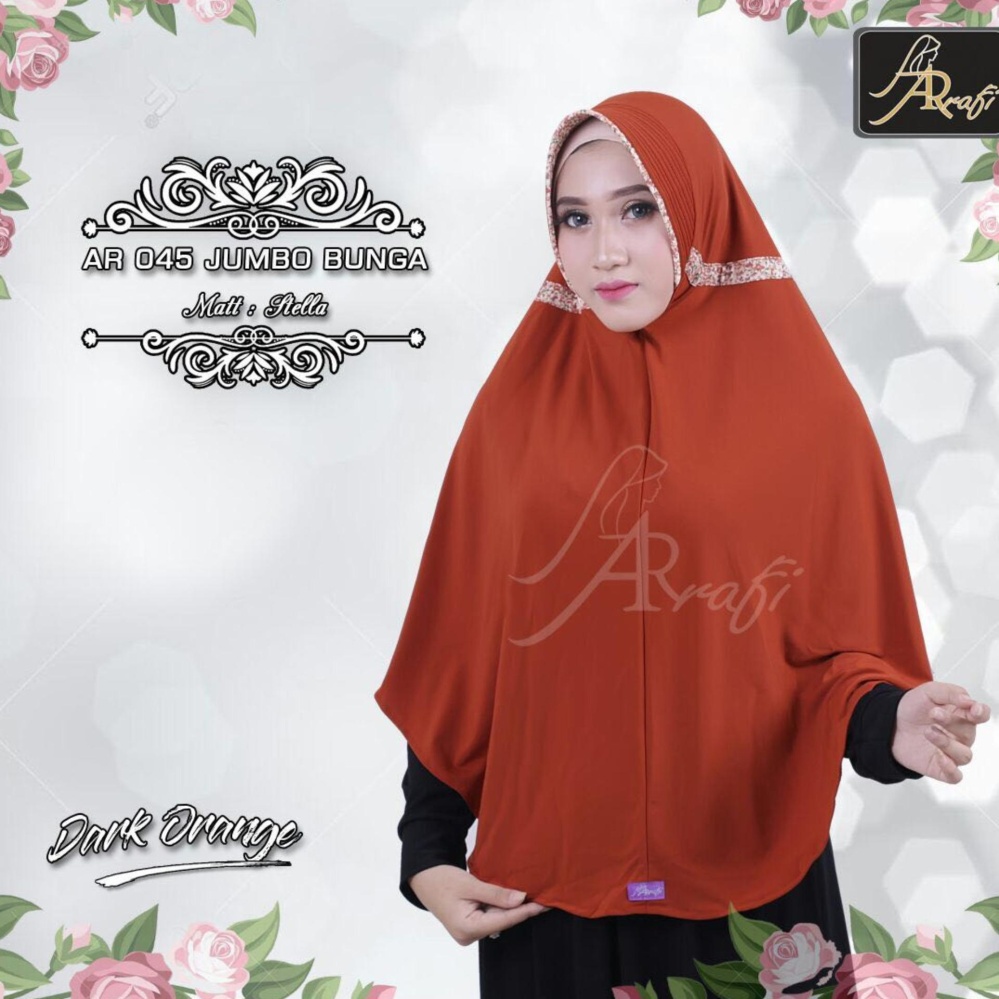 hijab instan Arrafi Talita Jumbo B (warna Dark Orange) Ar45J jilbab kerudung syari jumbo bergo khimar
