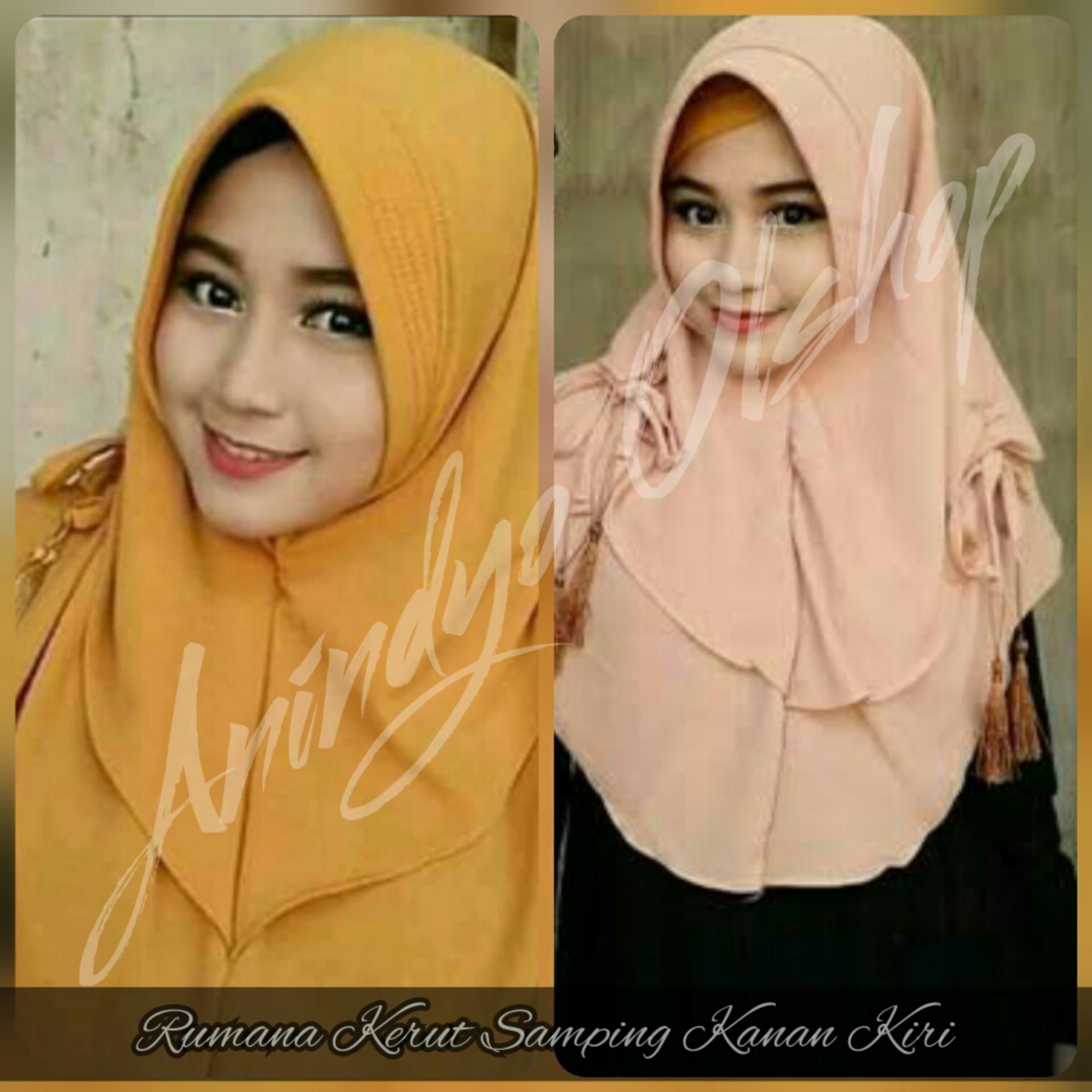 Hijab / Jilbab / Kerudung Rumana Kerut Tali Samping Kanan Kiri