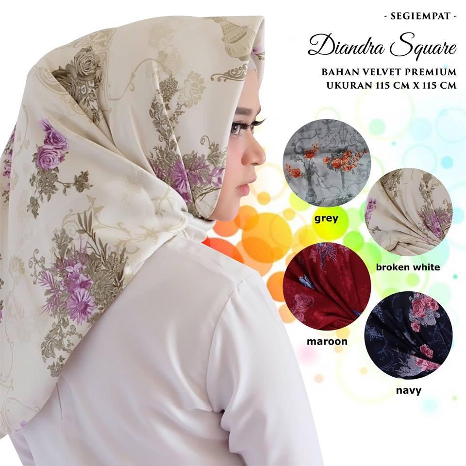 Hijab Kananta Jilbab Segi Empat Motif/ Hijab Motif Bunga Kain Velvet Premium Maxmara Square K-Diandra