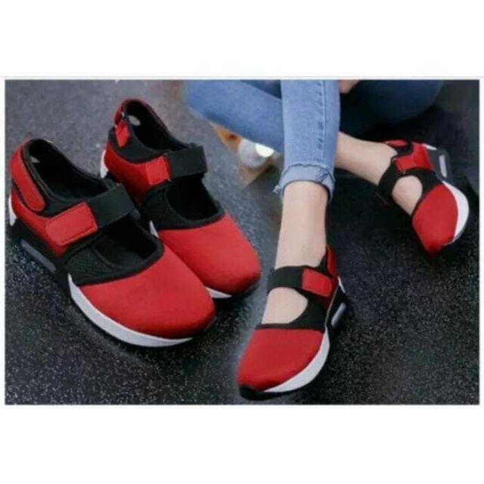 HOKKY SHOES WANITA/ SEPATU KETS CEWEK/ SLIP ON SJ40 ABU HITAM MERAH/ MURAH HOT SALE DEAL