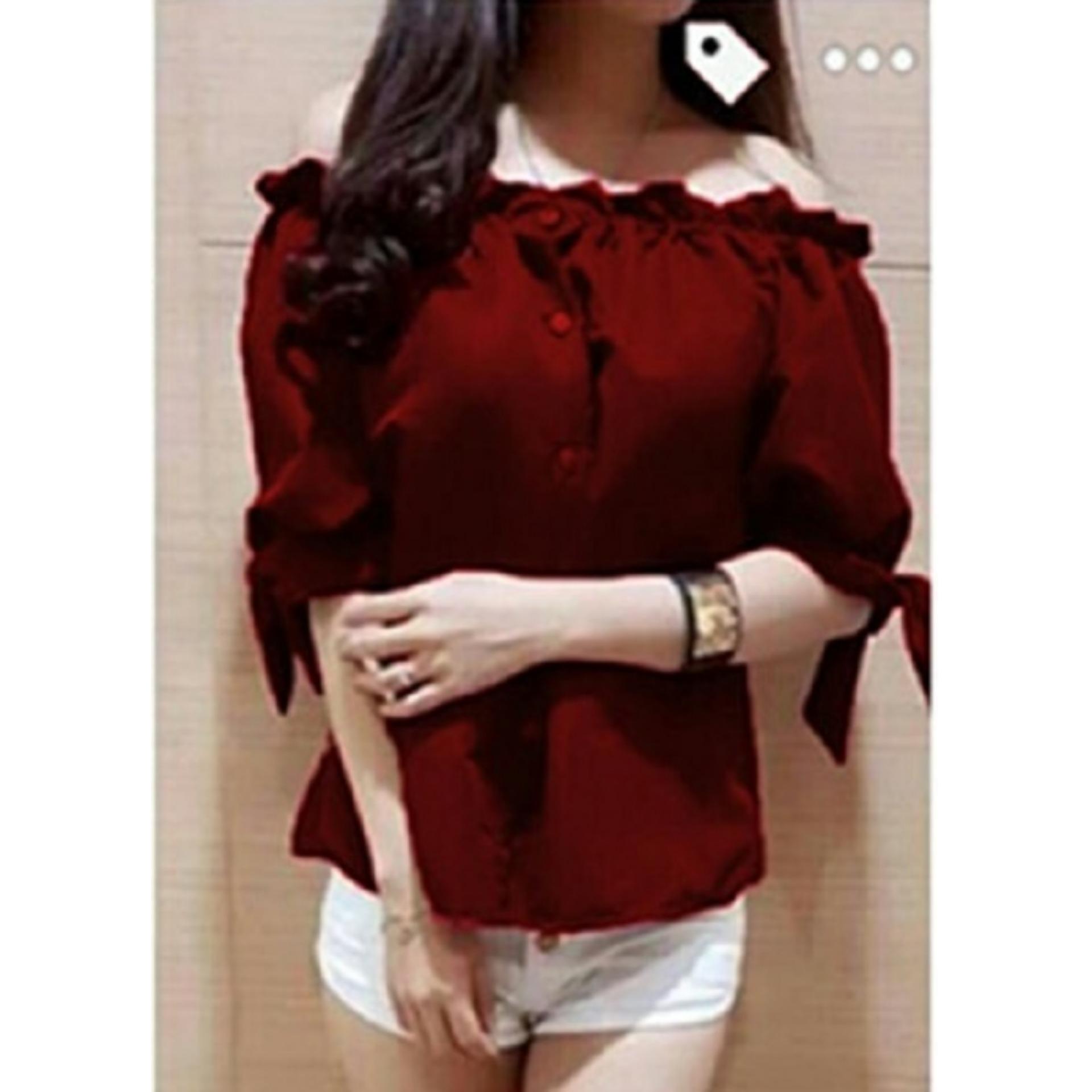 Hoziro - Atasan Blouse Wanita Hana Sabrina - Marron
