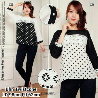 168 Collection Atasan Blouse Regina Dotty Kemeja-Hitam