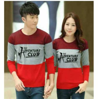 FASHION FLOWER-SWEATER PASANGAN/SWEATER COUPLE ADVENTURE CLUB MAROON KOMBINASI LP