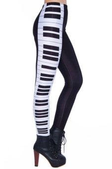 ... Letters Print Source · Jiayiqi Piano Black And White Digital Print High Waist Leggings Black