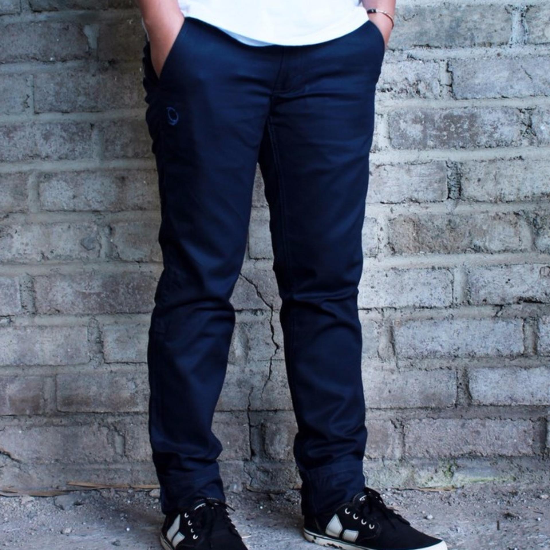 IMPRESIF MALMO CHINOPANTS NAVY BLUE - CHINO PANJANG BIRU NAVY - BIRU DONGKER - KATUN MELAR - SLIMFIT