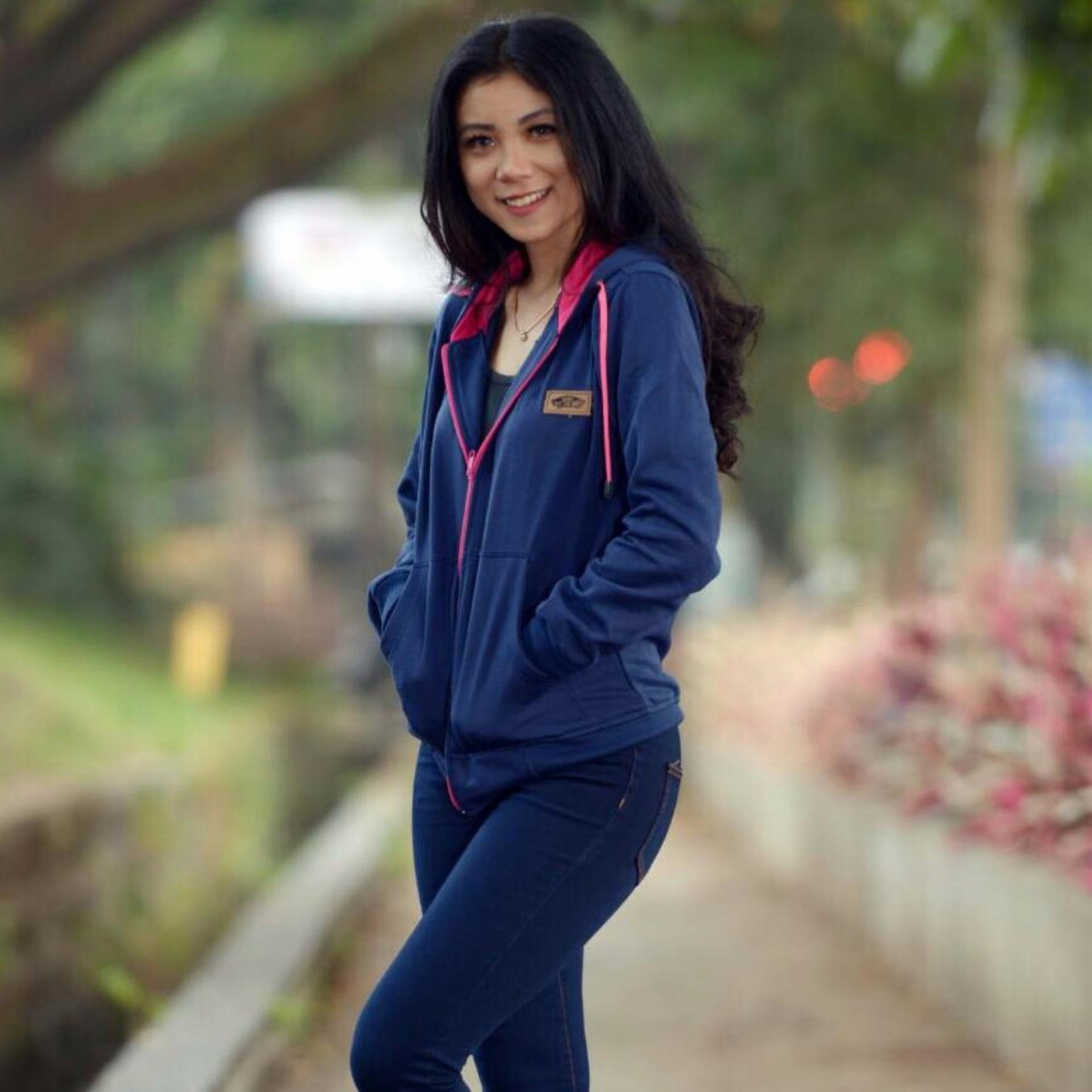 Jacket Wanita Hodie - Jacket Hodie Women Navy - Fleece