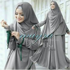 jakarta couple - dress muslim elsa GREY dark green ( dress + bergo)