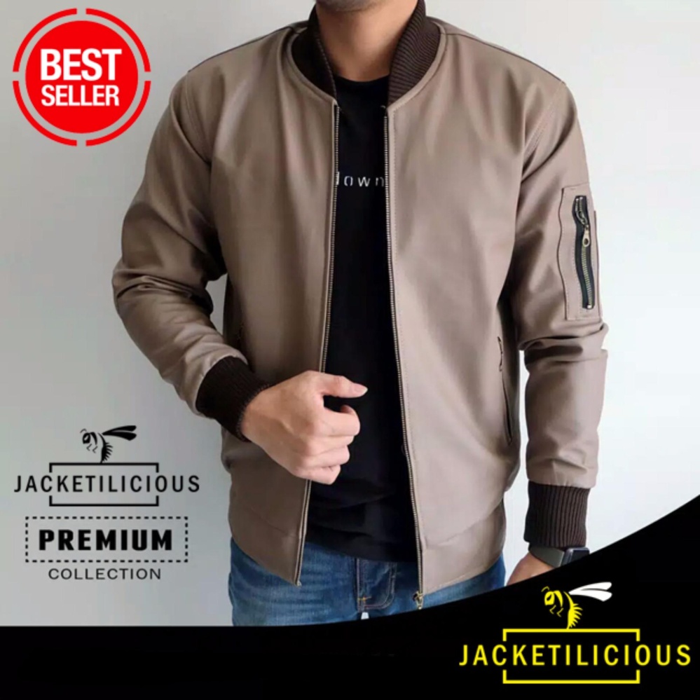 Jaket Bomber Semi Kulit