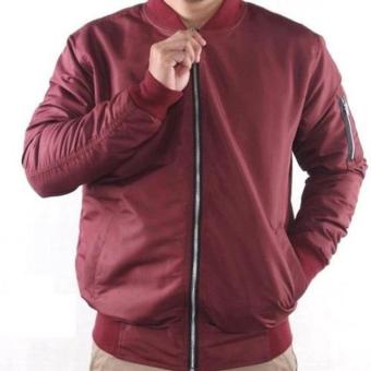 Jaket Bomber waterproof- Merah Maroon  Lazada Indonesia