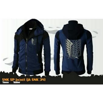 Gambar Jaket Hoodie Double Zipper Attack On Titan Navy Grey Best Seller