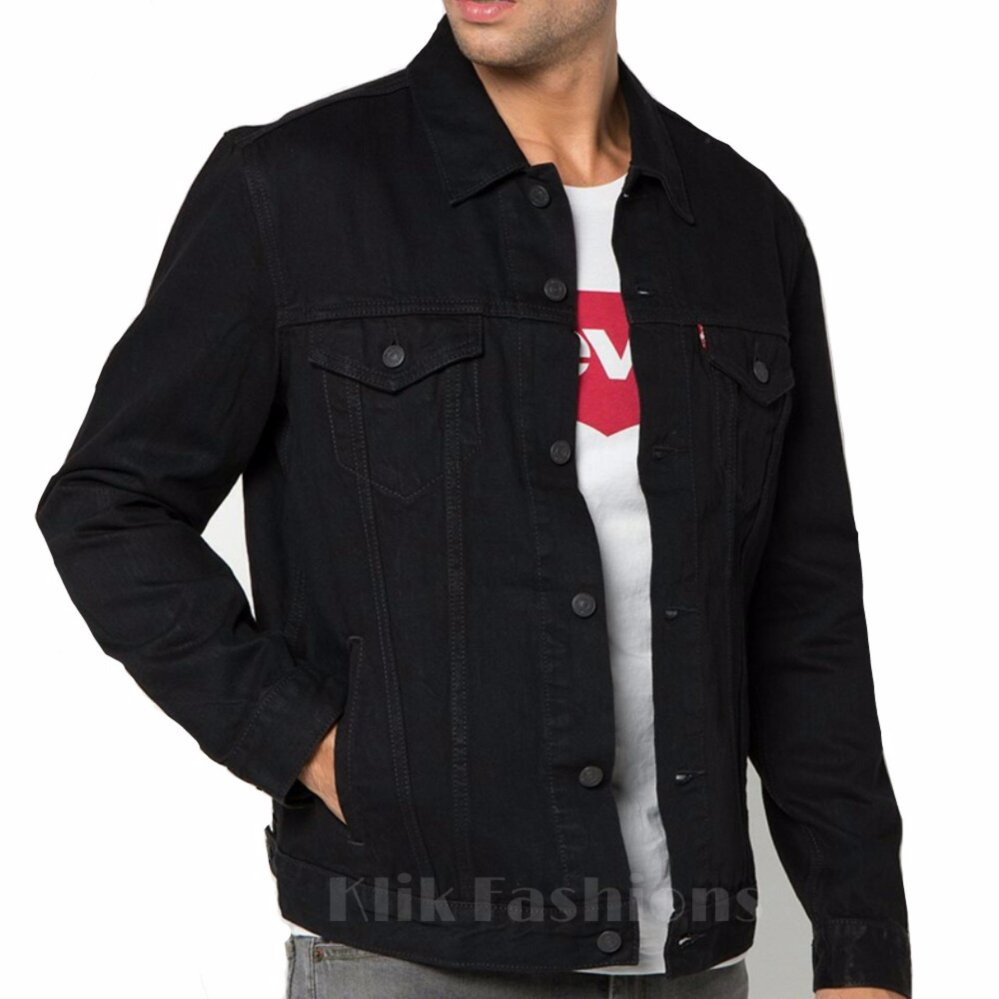 Jaket Jeans Denim Pria Hitam Body Fit Best Seller