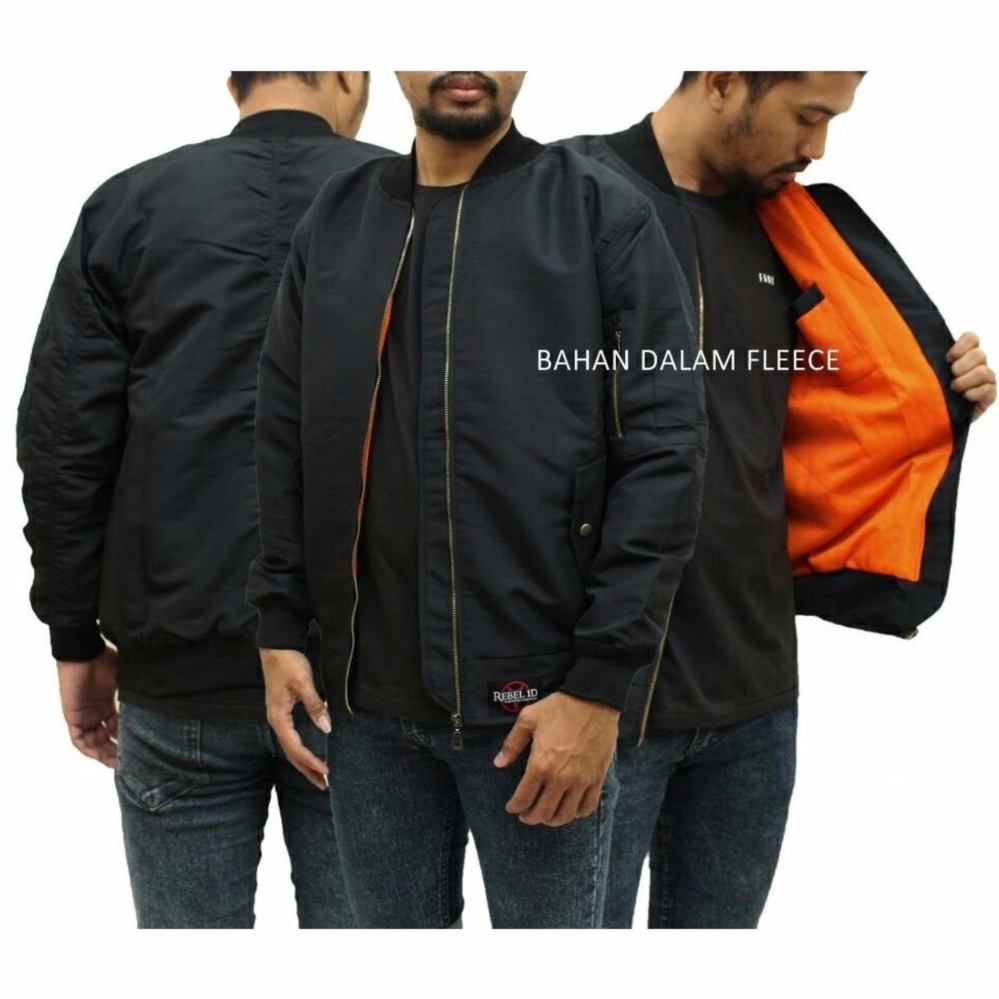 Jaket Murah Bomber Pria Simple-Hitam Best Seller