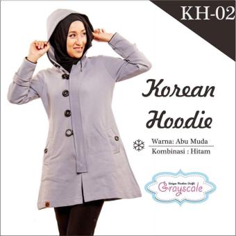 Gambar Jaket Muslimah Grayscale Abu Kancing Hitam KH02