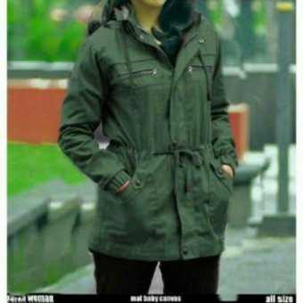 Gambar Jaket Parka Kanvas Wanita Hijau Army