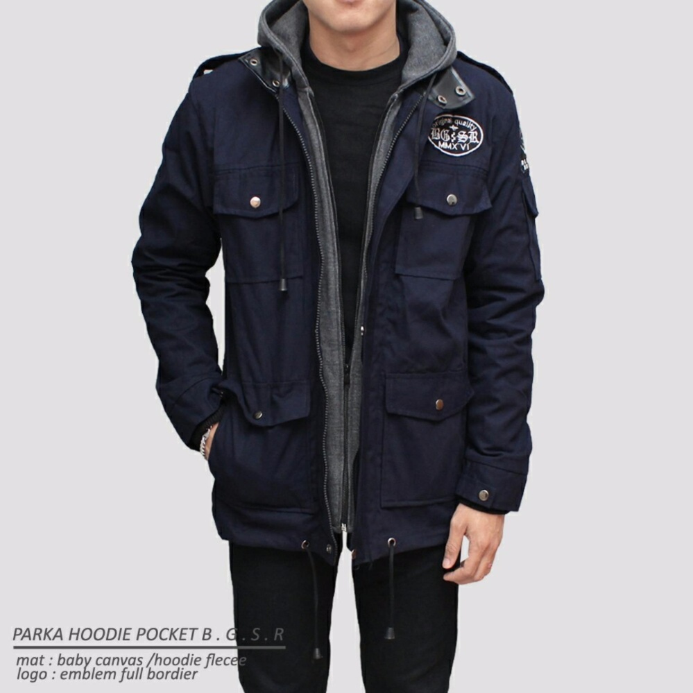 Jaket Pria Parka Hoodie - Navy