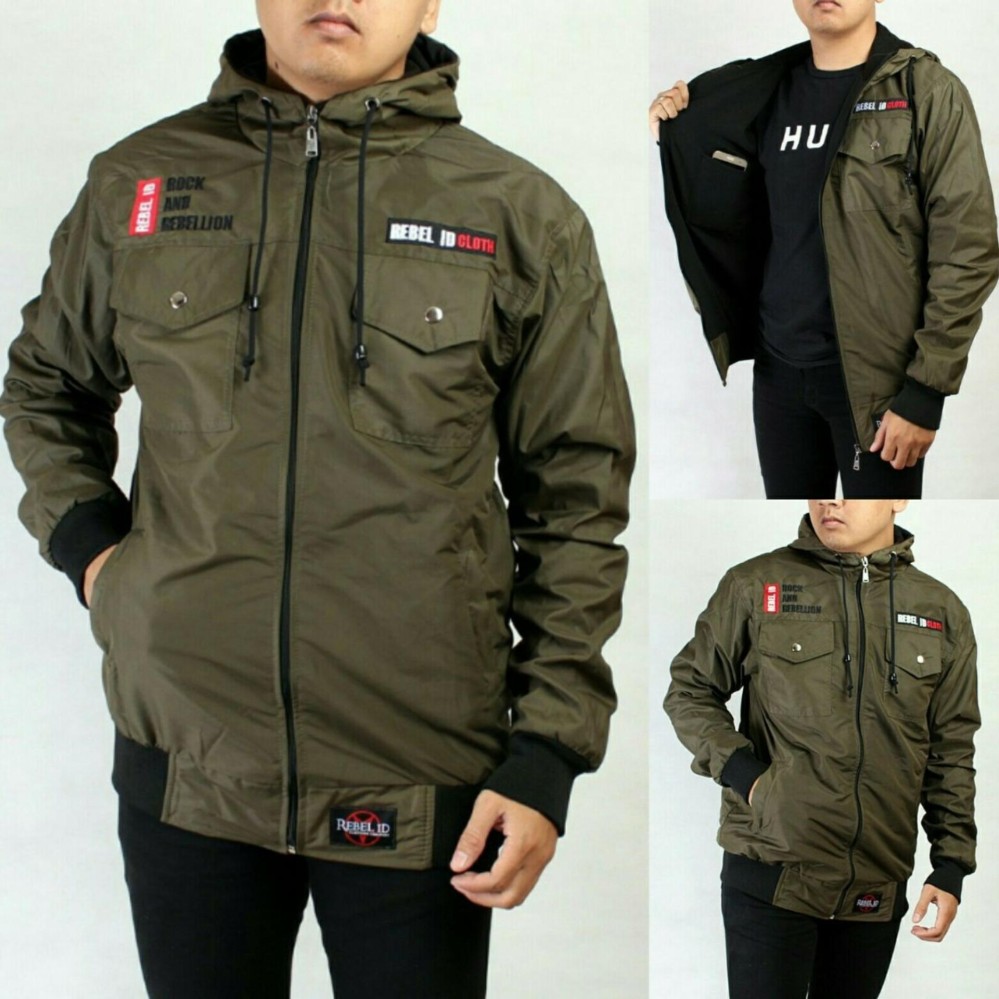 Jaket Taslan Hoodie - Hijau