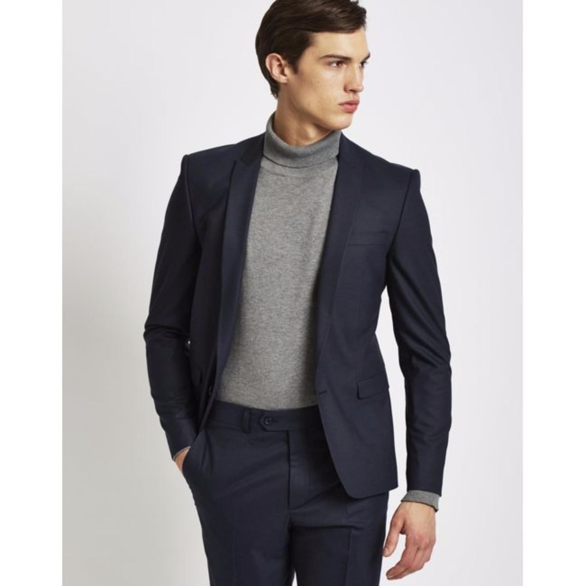 Jas Blazer - Blazer dan Celana Biru Navy Tren Fashion