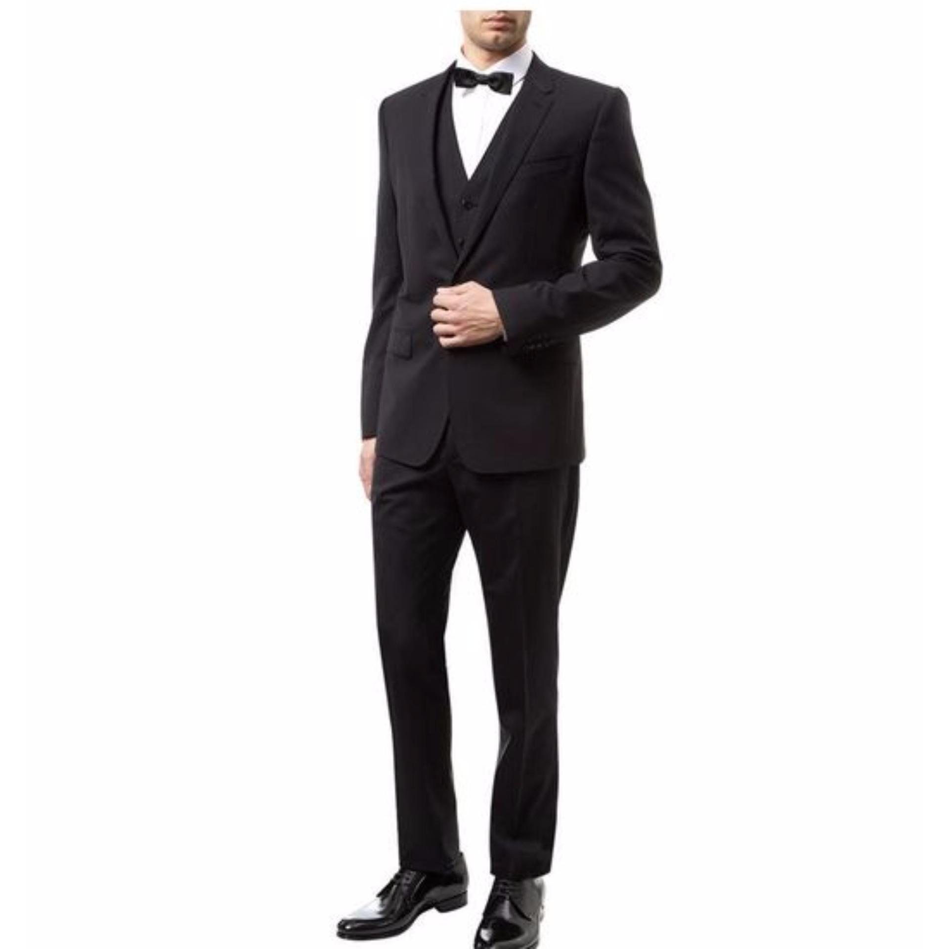 Jas Blazer - Setelan Jas,Vest,dan Celana Hitam Maskulin