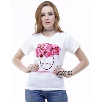 JCLOTHES Kaos Cewe / Tumblr Tee / Kaos Wanita Flower - Putih · >>>>