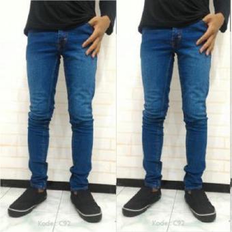 Jual JEANS PRIA SKINNY STREET BIRU WASH MURAH JAHITAN RAPI Online Murah