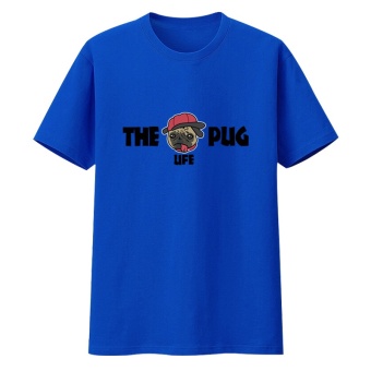 Gambar Jepang katun remaja t shirt (Pug biru tua)