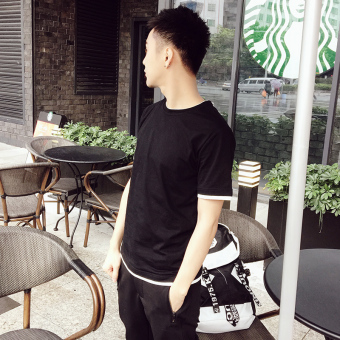 Gambar Jepang siswa musim panas Slim t shirt (Hitam) (Hitam)