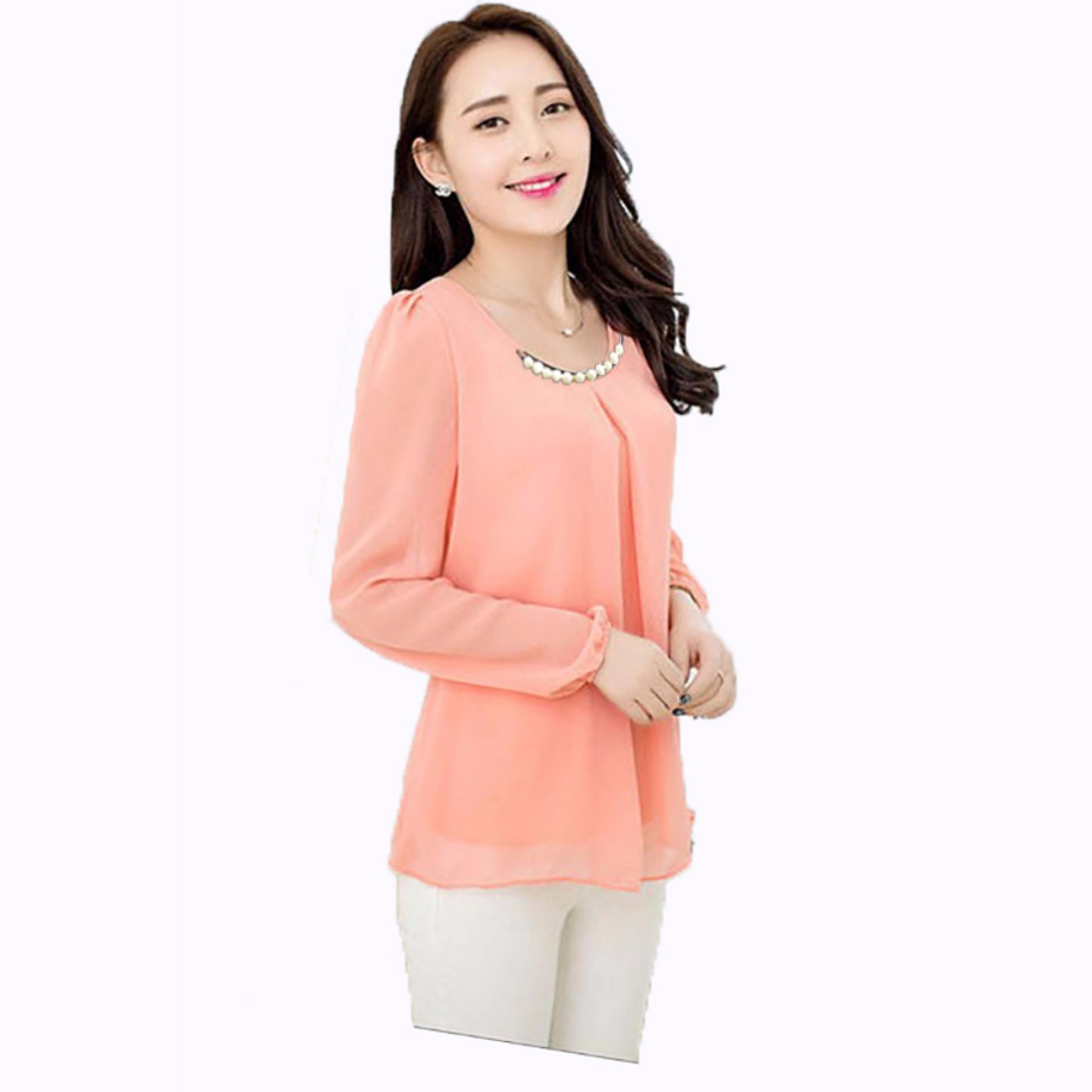 Jfashion Blus Wanita Tangan Panjang Model Korea Variasi Kalung Jfashion Blus Wanita Tangan Panjang Model Korea Variasi Kalung