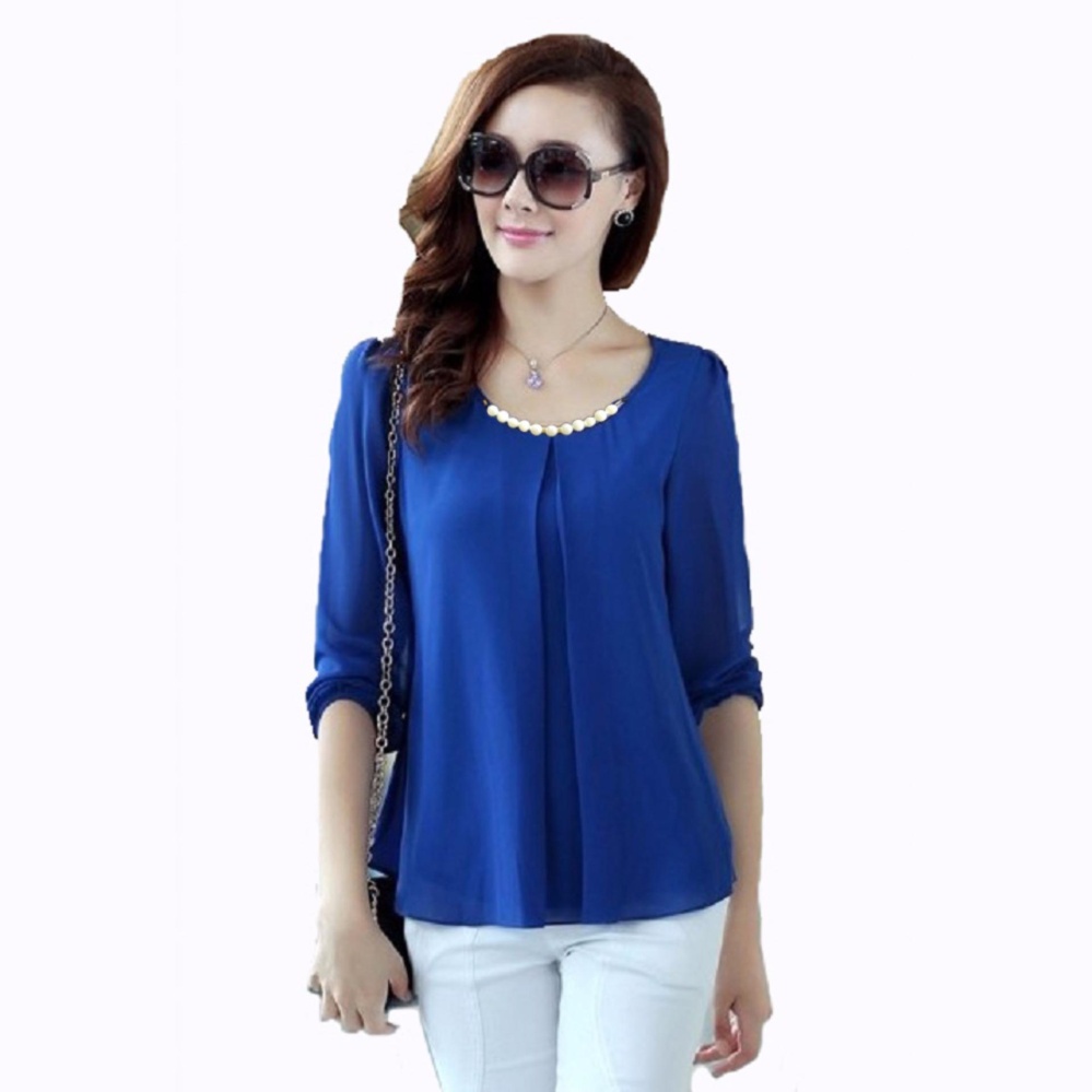 Jfashion Blus Wanita Tangan Panjang Model Korea Variasi Kalung Jfashion Blus Wanita Tangan Panjang Model Korea Variasi Kalung