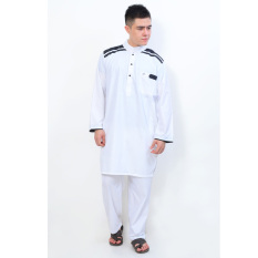 Jfashion Stelan Gamis Pria Tangan Panjang Cordova - Putih